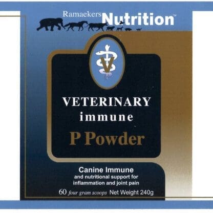 Vet Immune P Powder. This pain management formula is designed for middle-aged to senior dogs or cats.