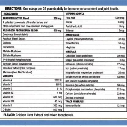 Vet Immune P Powder. This pain management formula is designed for middle-aged to senior dogs or cats.