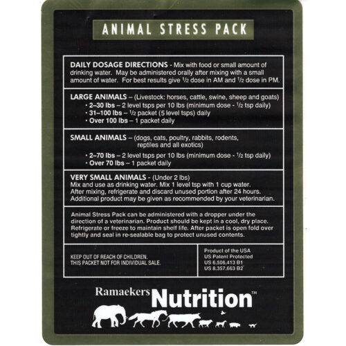 Animal Stress Pack is an all-animal wellness product. This product provides animal health support during the stresses associated with birthing, performance, or travel.