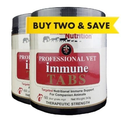 Vet Immune Professional Tabs are formulated for therapeutic use in animals as an adjunct to chemotherapy, surgery, or radiation.