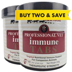 Vet Immune Professional Tabs are formulated for therapeutic use in animals as an adjunct to chemotherapy, surgery, or radiation.