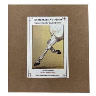 Equine Transfer Factor Premix Pellets are available for horses of any age. The Pellets are designed for your horse’s diet to support growth, performance, and disease challenges.