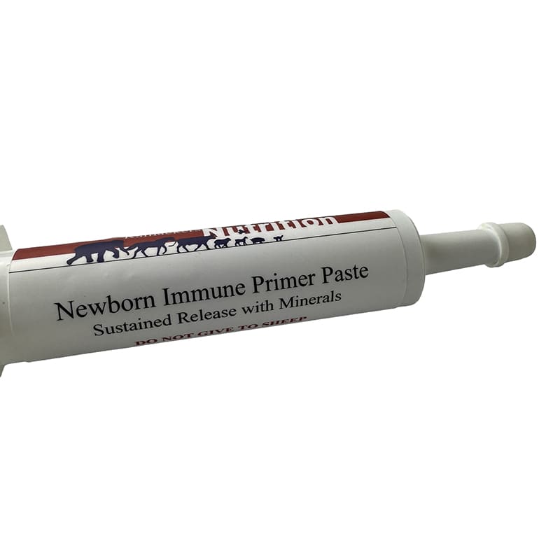 Newborn Immune Primer Paste Sustained Release with Minerals can increase the animal’s response to antibiotics and is our only antiviral agent available for practical field application.